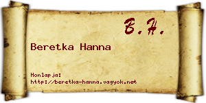 Beretka Hanna névjegykártya